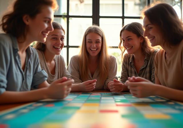 ボードゲームを囲む楽しそうな人々